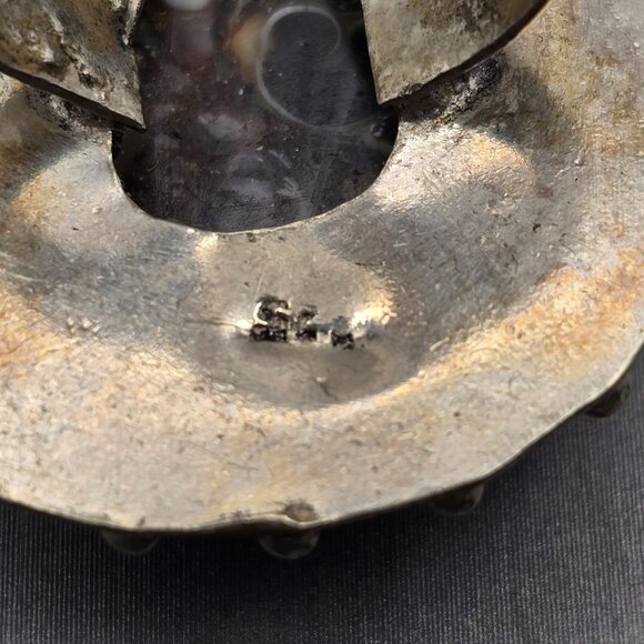 925 Sterling Silver Plated Turritella Agate Ring Size 8 Bezel Setting Bohemian - Picture 5 of 13